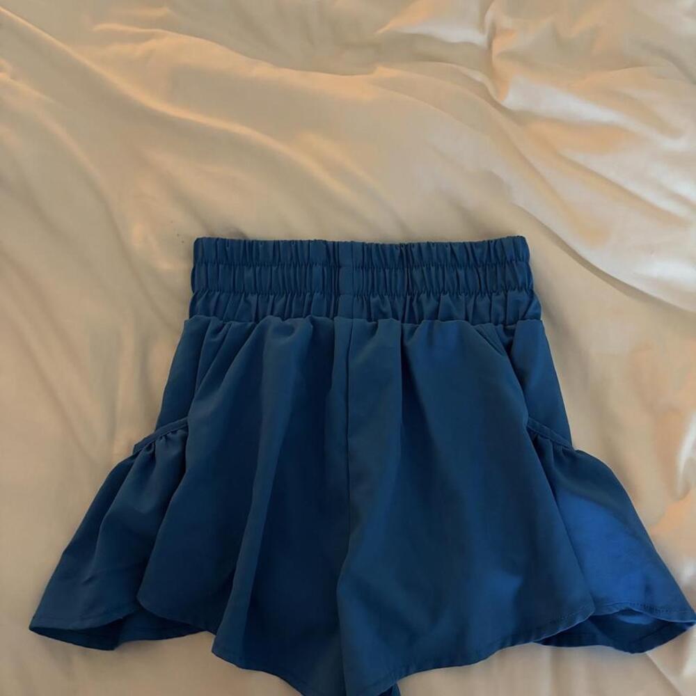 Royal Blue High Waist Ruffled Flow Shorts - Picture 2 of 2